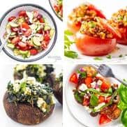 Mediterranean recipes collage.