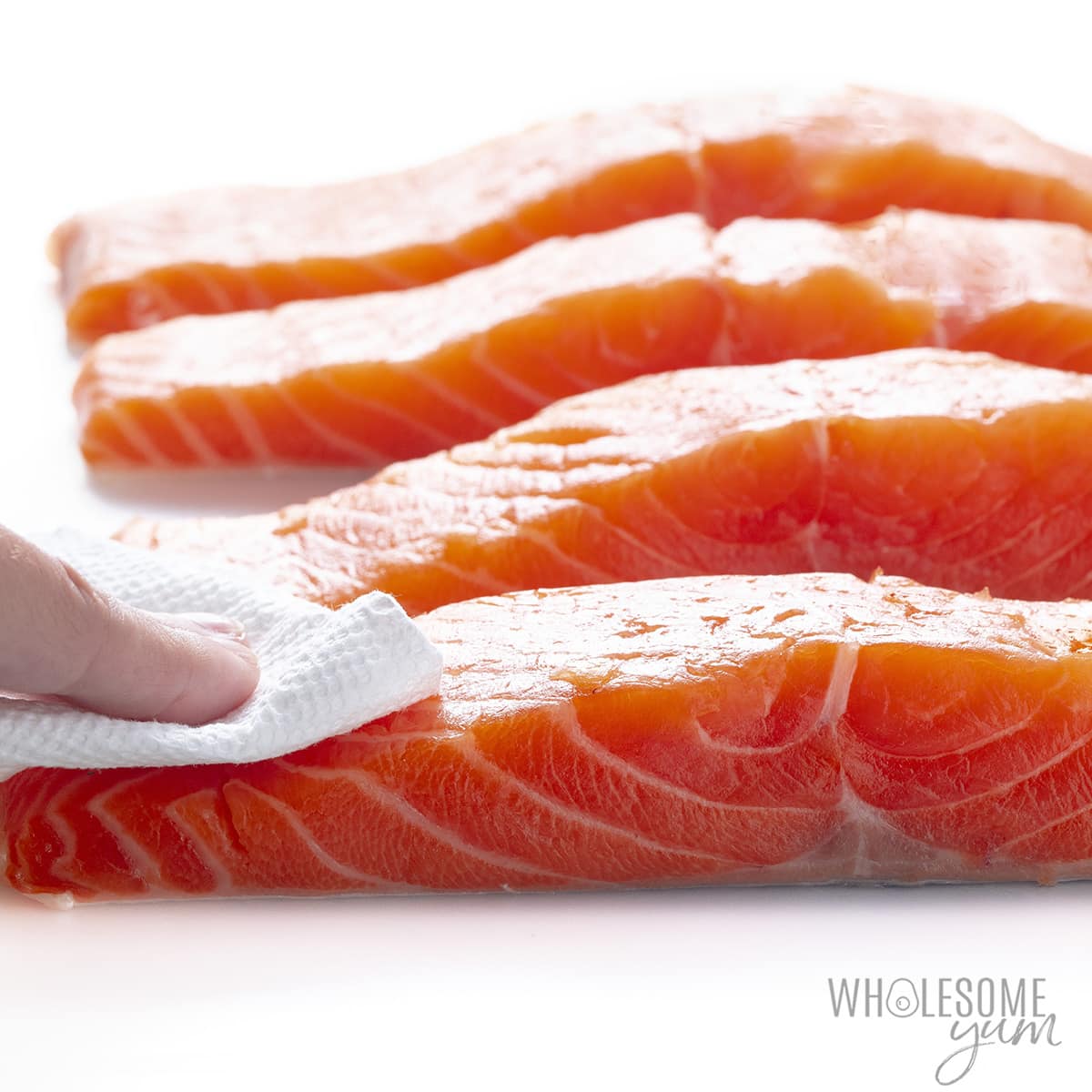 Fish dried with a paper towel.