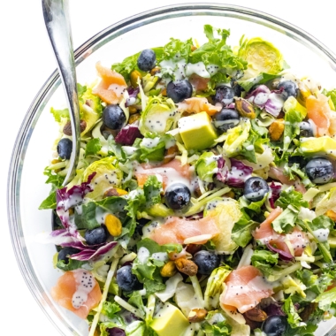 Smoked salmon salad in a bowl.